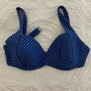 blue polka dot swim top